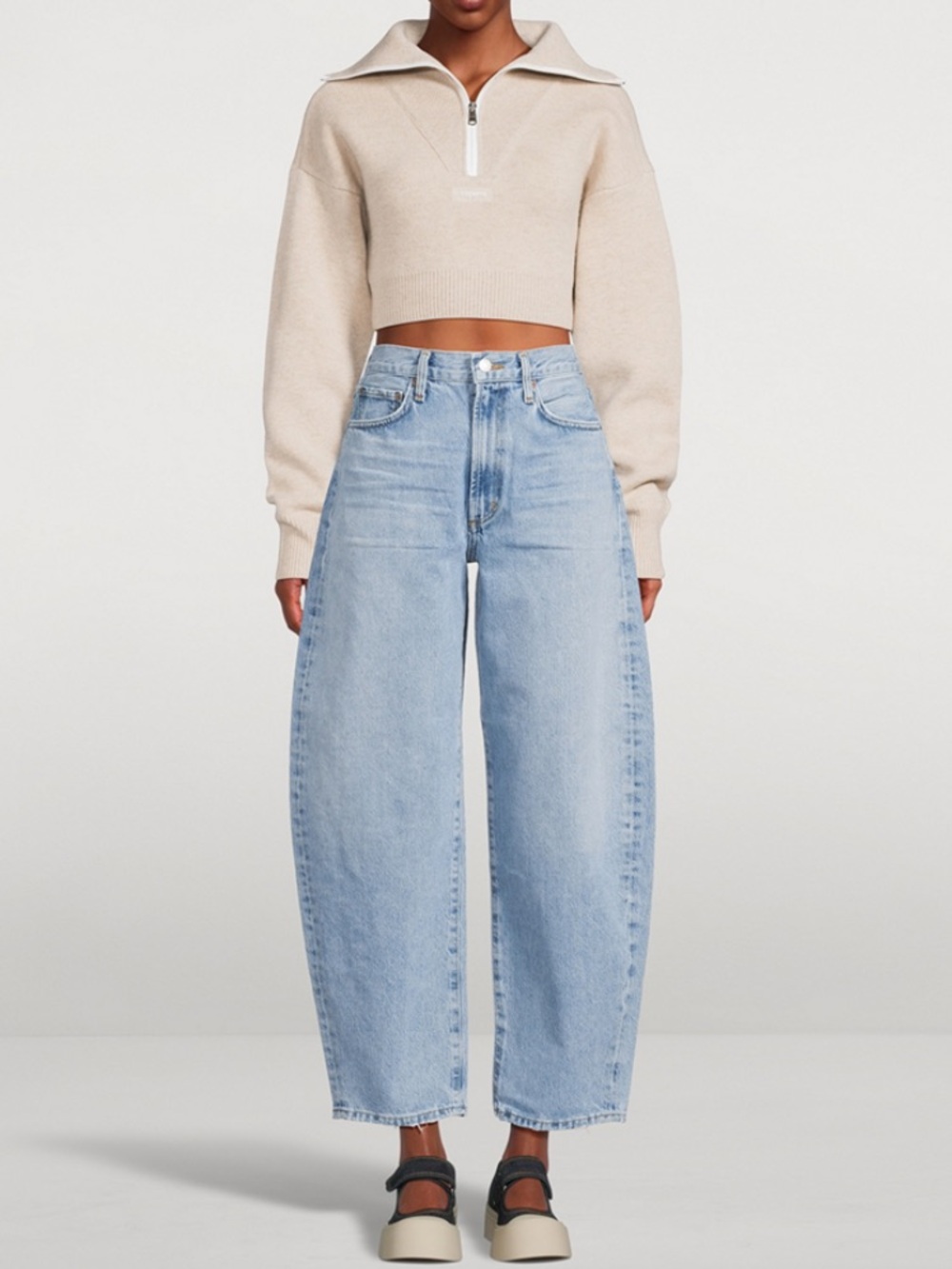 New Aritzia Agolde Blue Balloon Jeans Ultra Highrise Curved Taper Size 31 Cotton